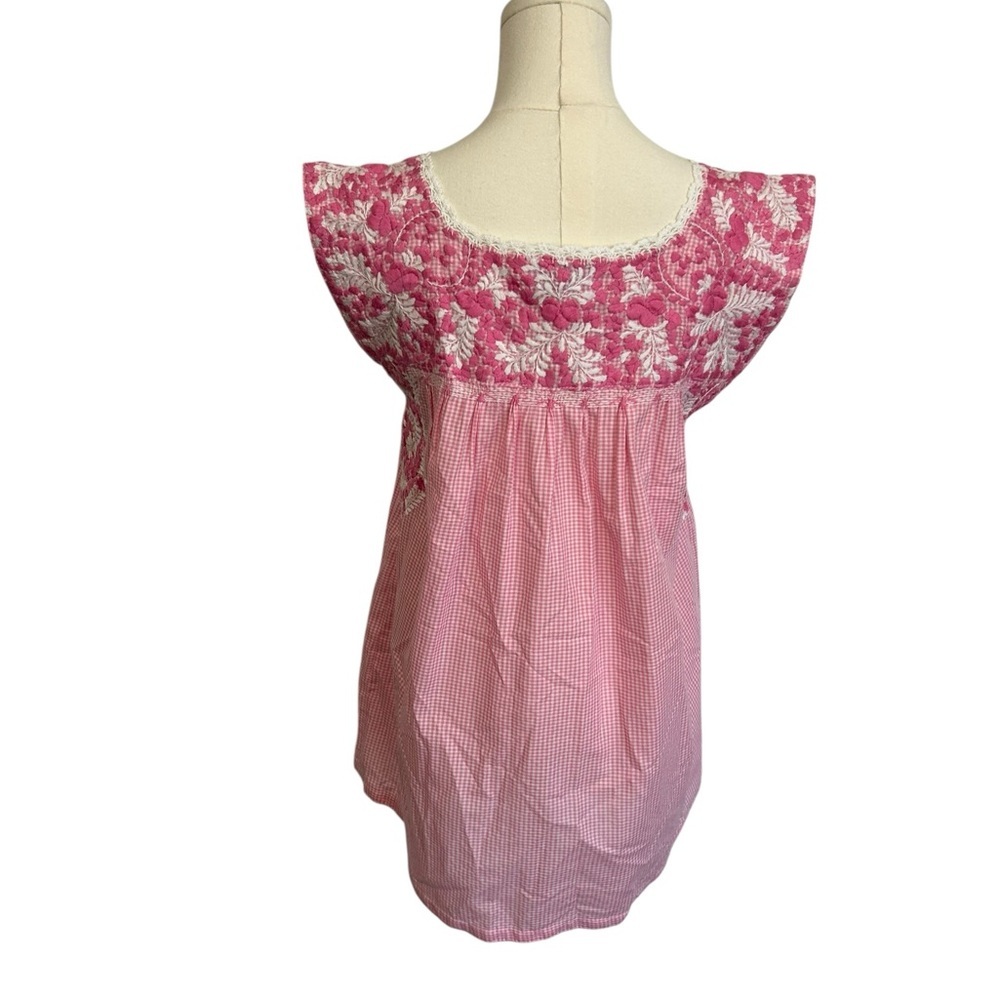 Mi Golondrina Embroidered Pink Top Women’s Small Floral Sleeveless Blouse - Picture 2 of 10
